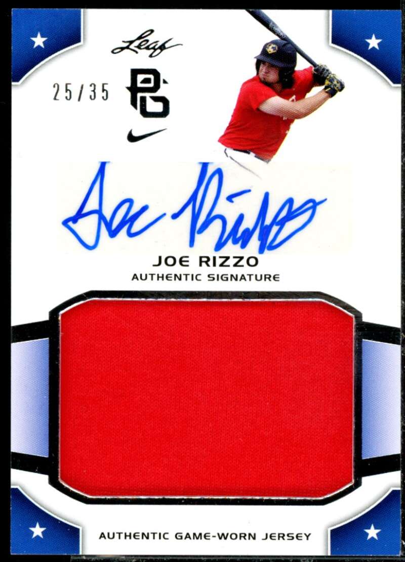 Joe Rizzo Rookie Card 2015 Leaf Perfect Game Jersey Autographs Gold #JAJR1  Image 1
