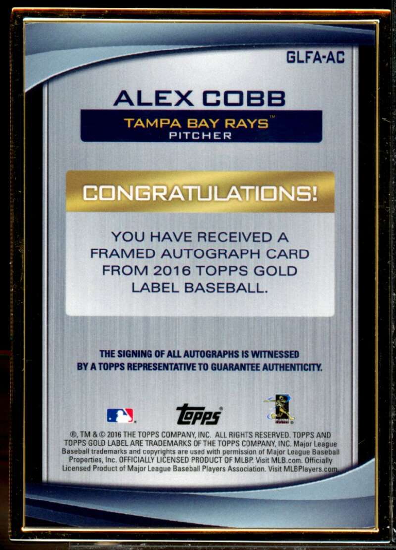 Alex Cobb Rookie 2016 Topps Gold Label Framed Autographs Gold Frame #GLFAAC  Image 2