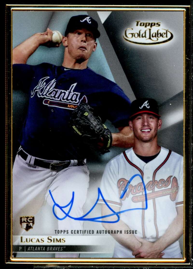 Lucas Sims Rookie Card 2018 Topps Gold Label Framed Autographs #FALS  Image 1