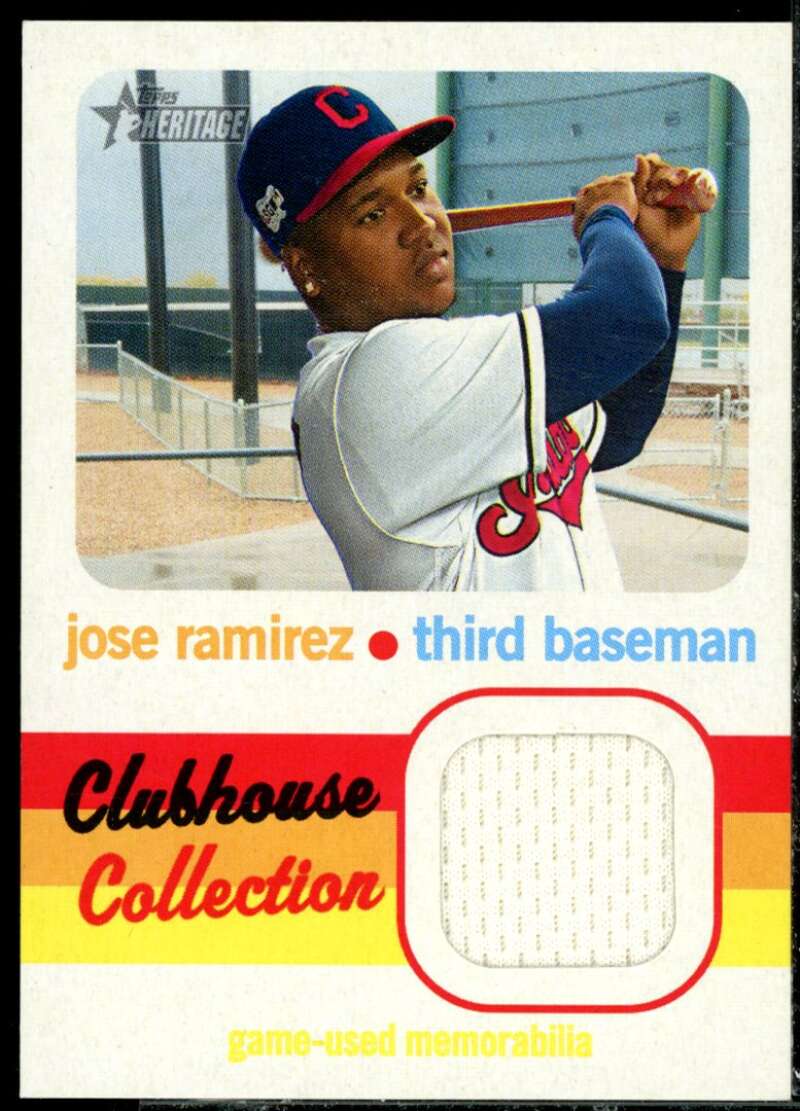 Jose Ramirez Card 2020 Topps Heritage Clubhouse Collection Relics #CCRJR  Image 1