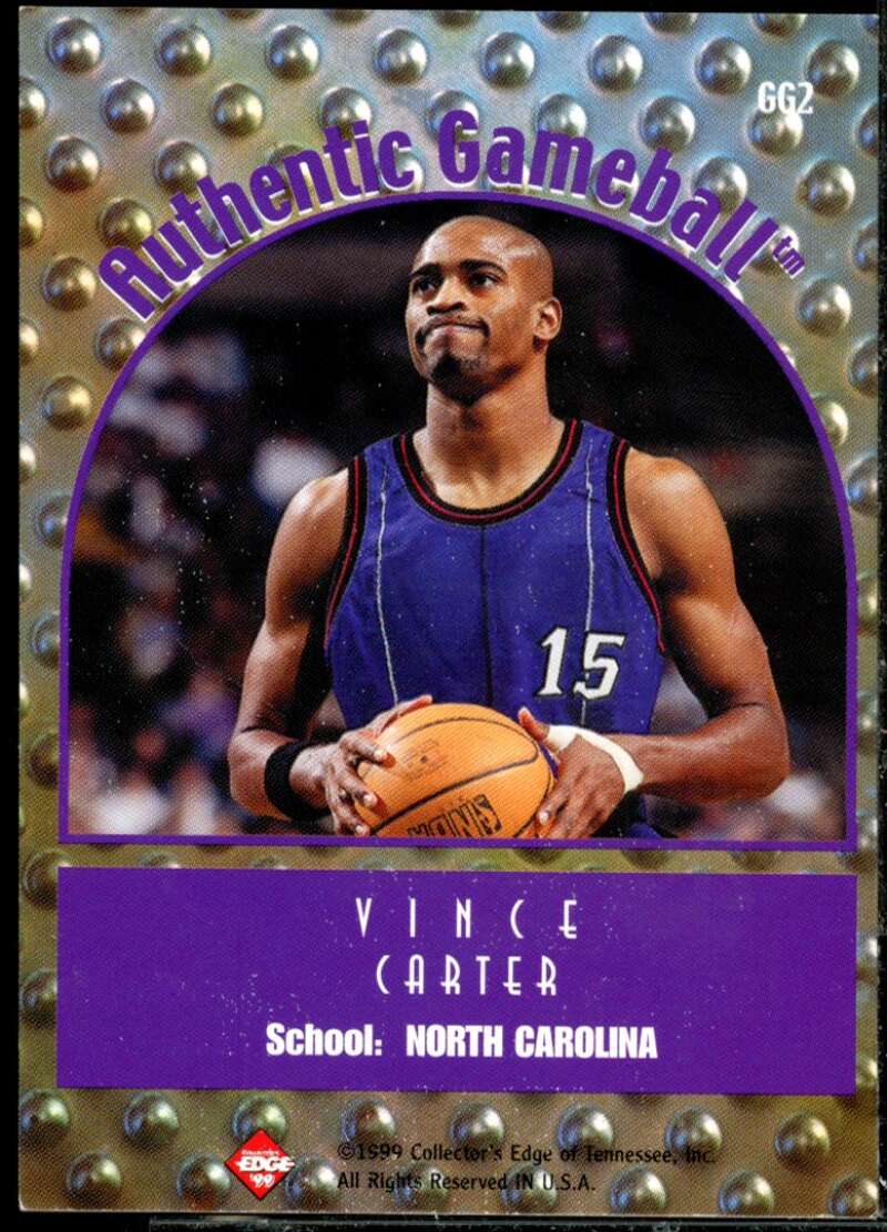 Vince Carter Card 1999 Collector's Edge Rookie Rage Game Ball #GG2  Image 2