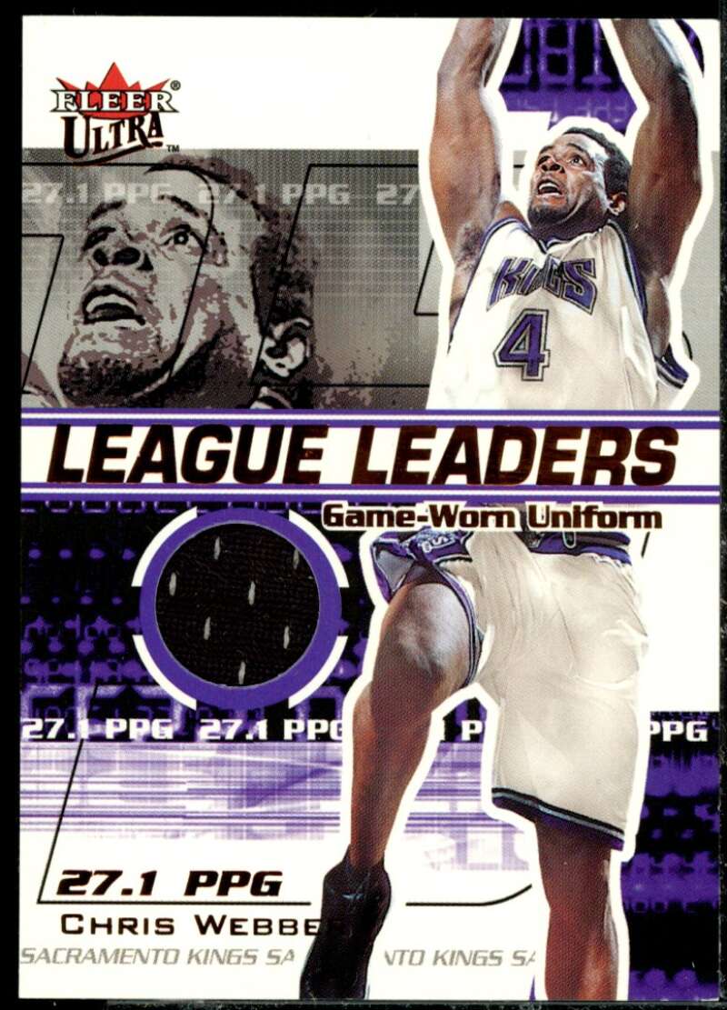 Chris Webber Card 2001-02 Ultra League Leaders Game Worn #9  Image 1