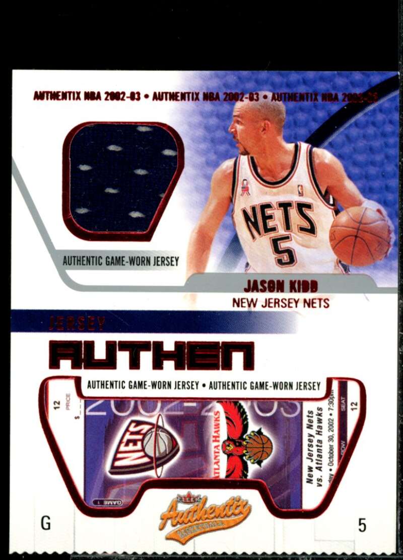 Jason Kidd Card 2002-03 Fleer Authentix Jersey Authentix #14  Image 1