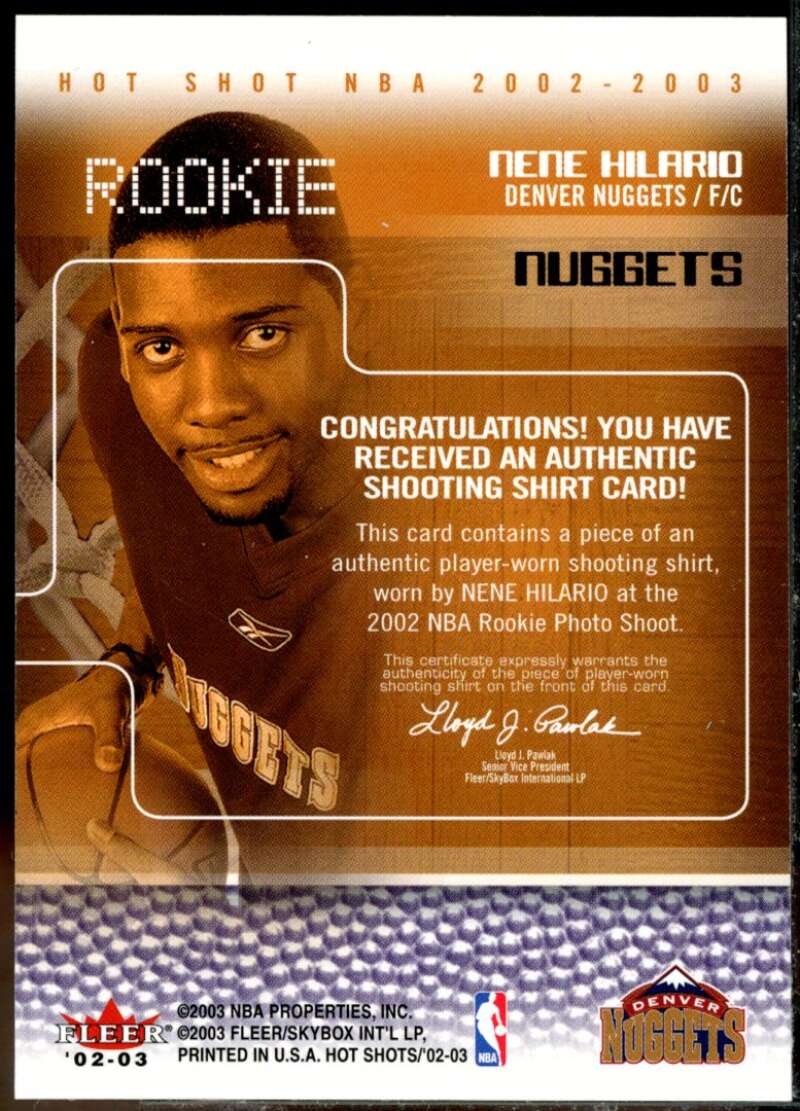 Nene Hilario Rookie 2002-03 Fleer Hot Shots Hot Shots Inserts Game-Used #NH  Image 2