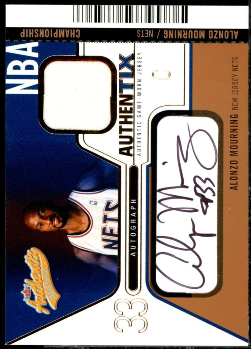 Alonzo Mourning 2003 Fleer Authentix Jersey Authentix Autographs Playoff #AJAAM  Image 1