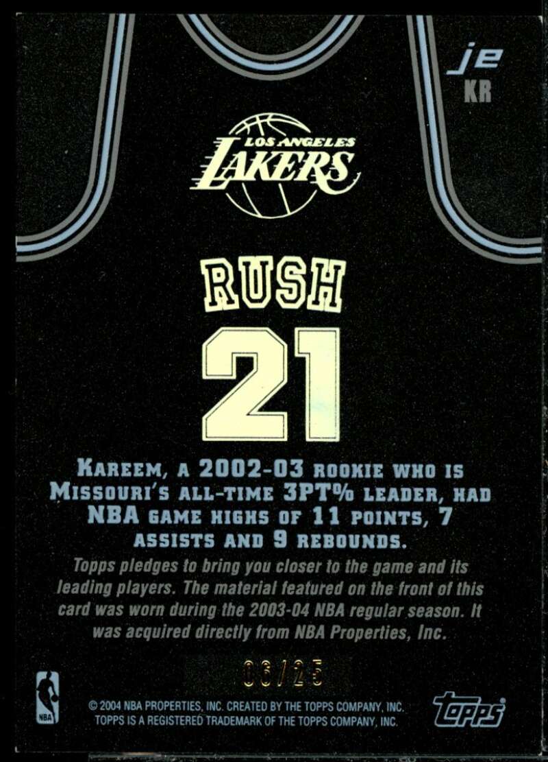 Kareem Rush Card 2003-04 Topps Jersey Edition Black #KR  Image 2