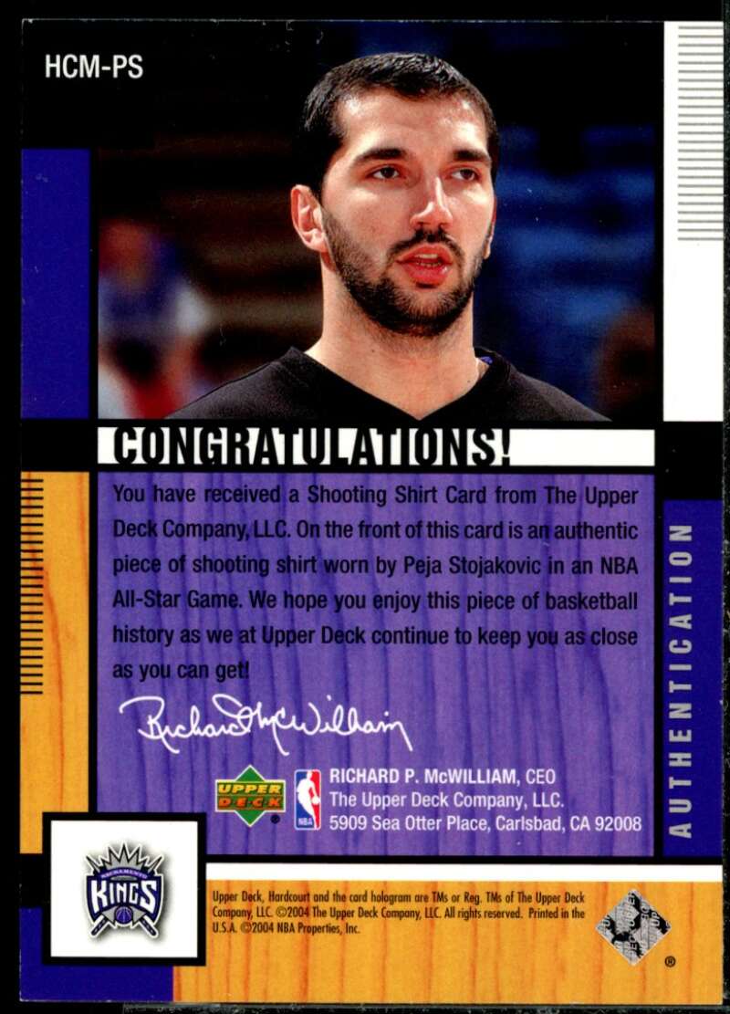 Peja Stojakovic Card 2004-05 Upper Deck Hardcourt Materials Combo #PS  Image 2