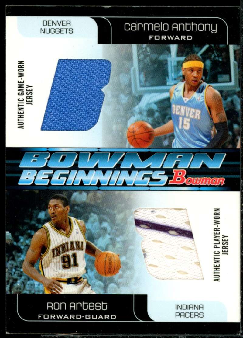 Carmelo Anthony/Ron Artest Card 2005-06 Bowman Beginnings Relics #AA  Image 1