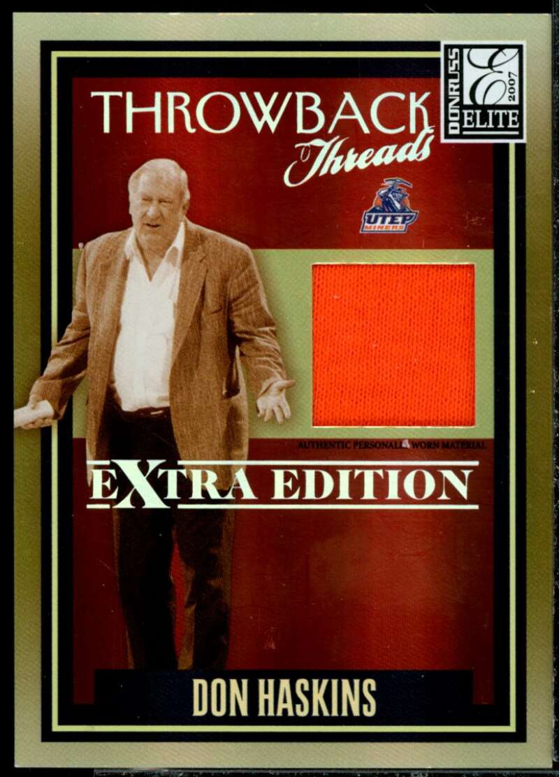 Don Haskins Card 2007 Donruss Elite Extra Edition Throwback Threads #22  Image 1