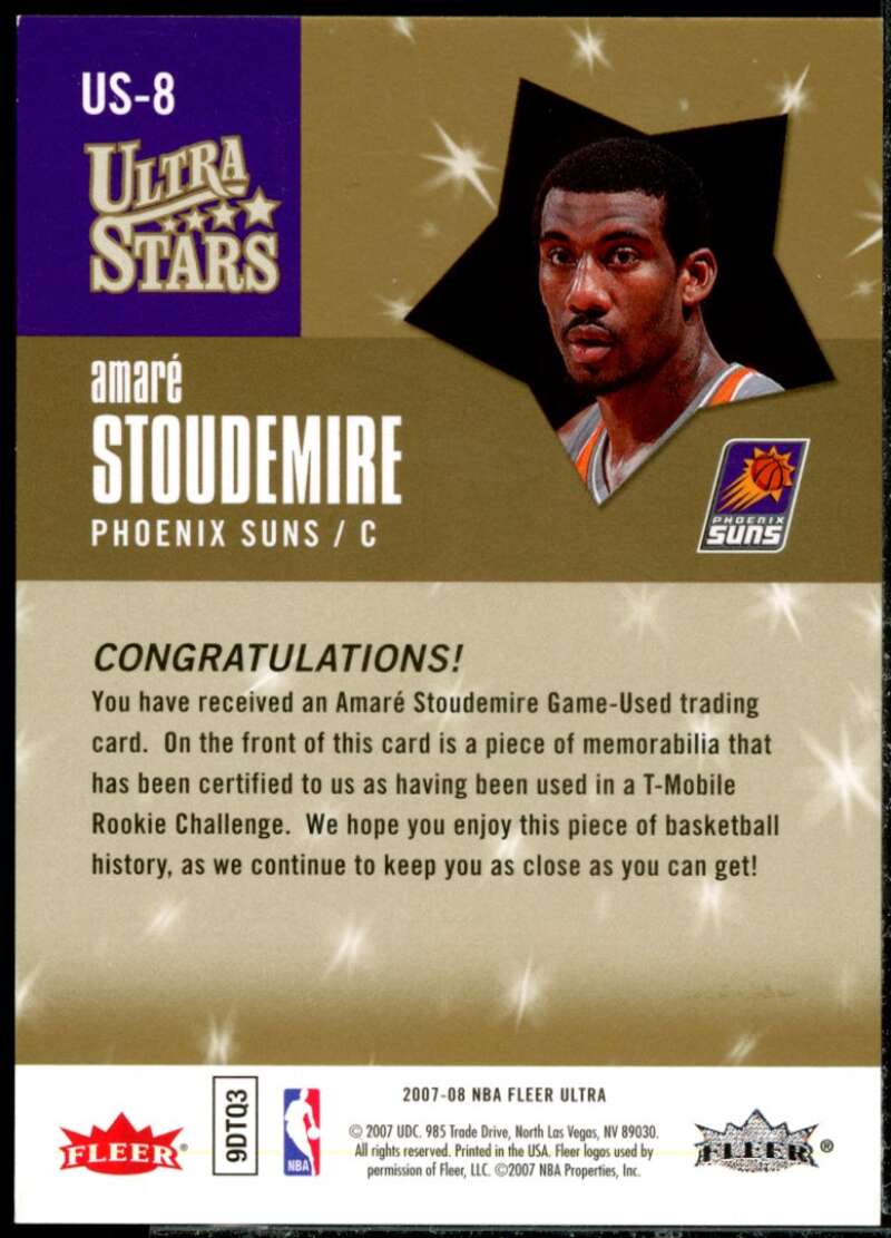 Amare Stoudemire Card 2007-08 Ultra SE Stars Memorabilia #USAS  Image 2