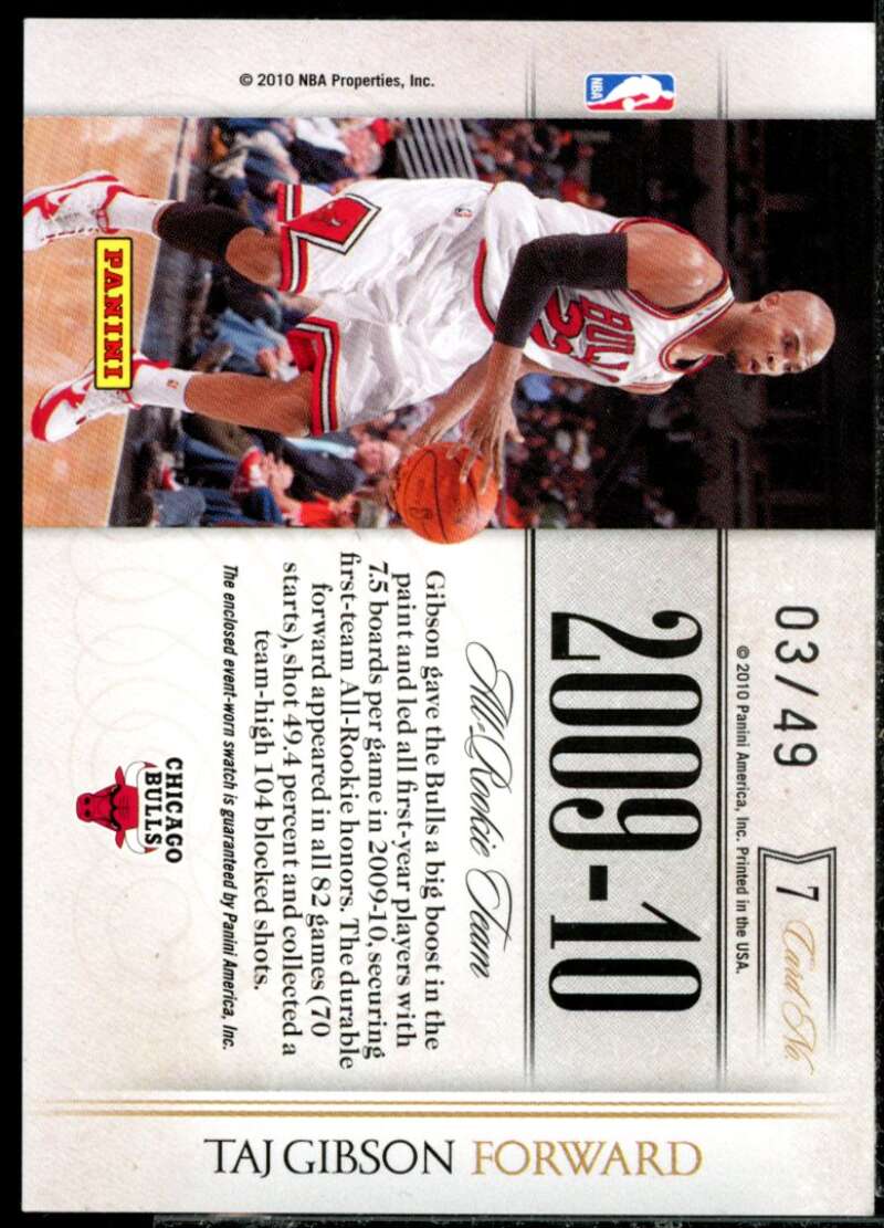 Taj Gibson 2009-10 Playoff National Treasures Timeline Materials Custom Name #7  Image 2