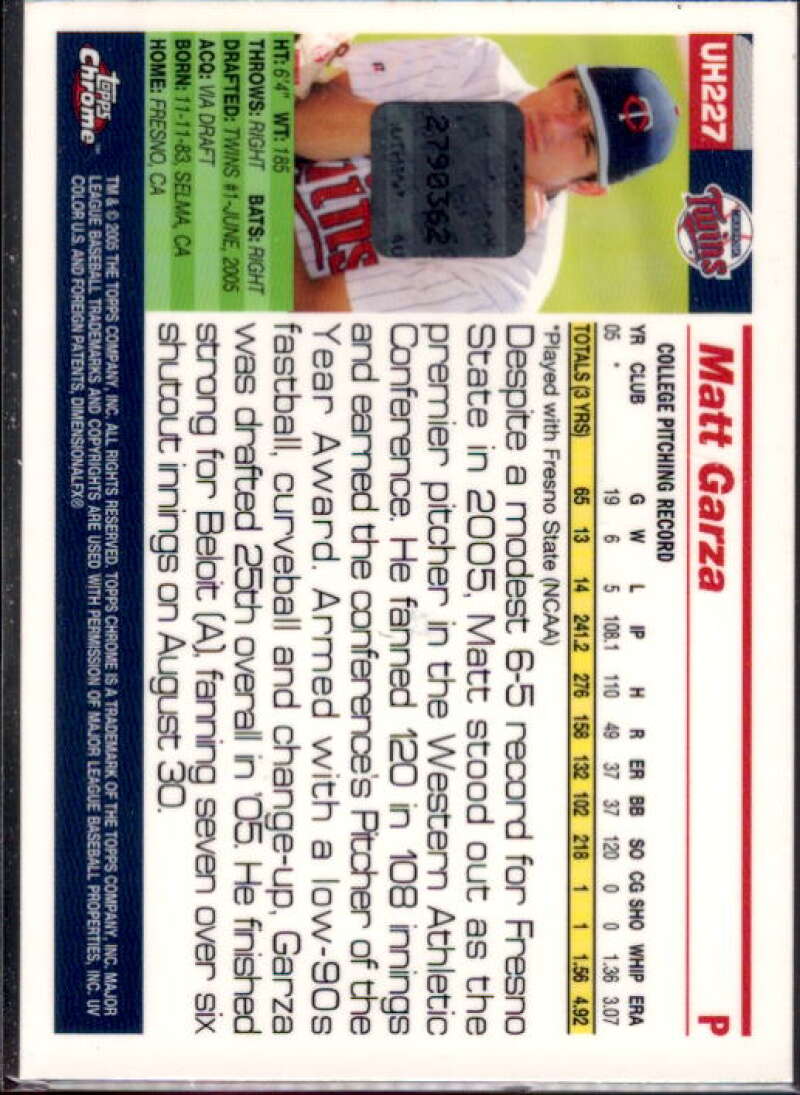 Matt Garza FY AU A RC Card 2005 Topps Chrome Update #227  Image 2