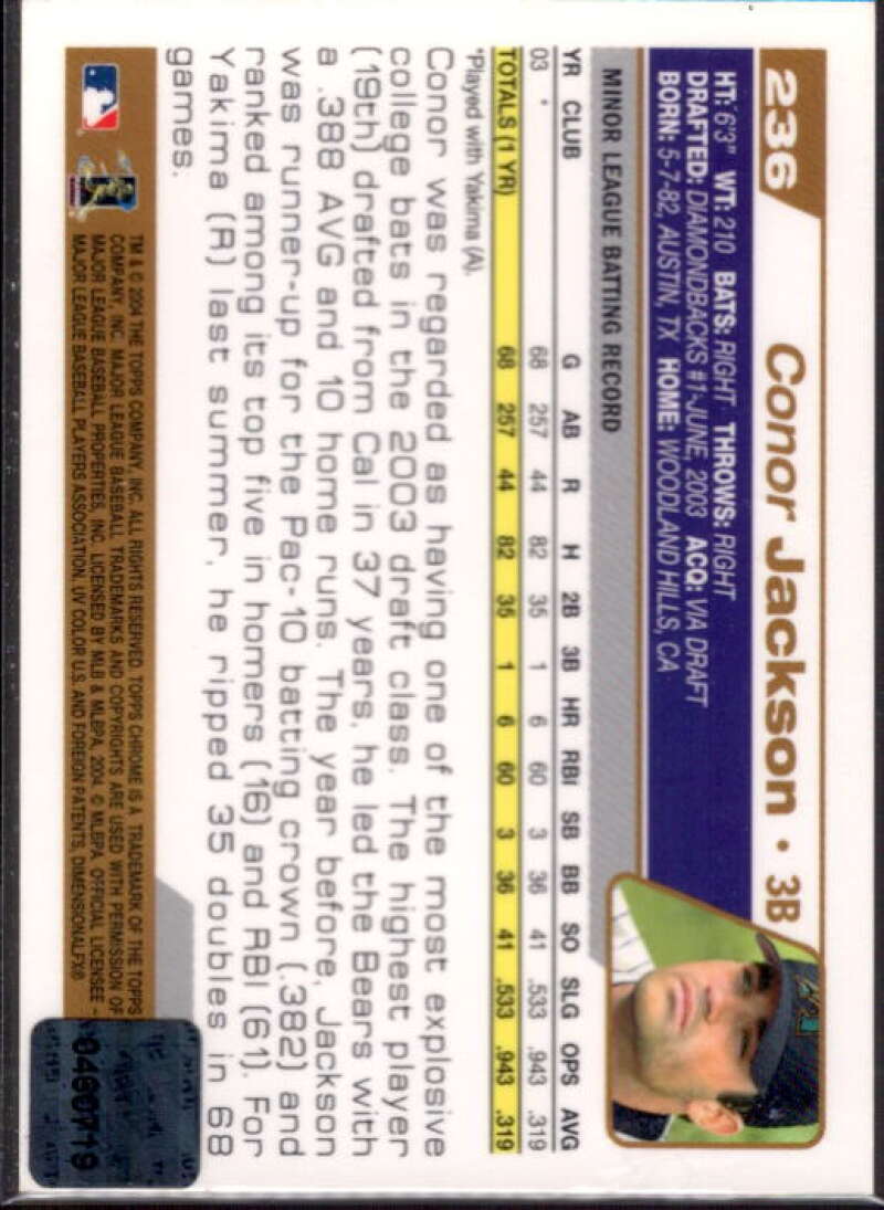 Conor Jackson FY AU RC Card 2004 Topps Chrome #236  Image 2