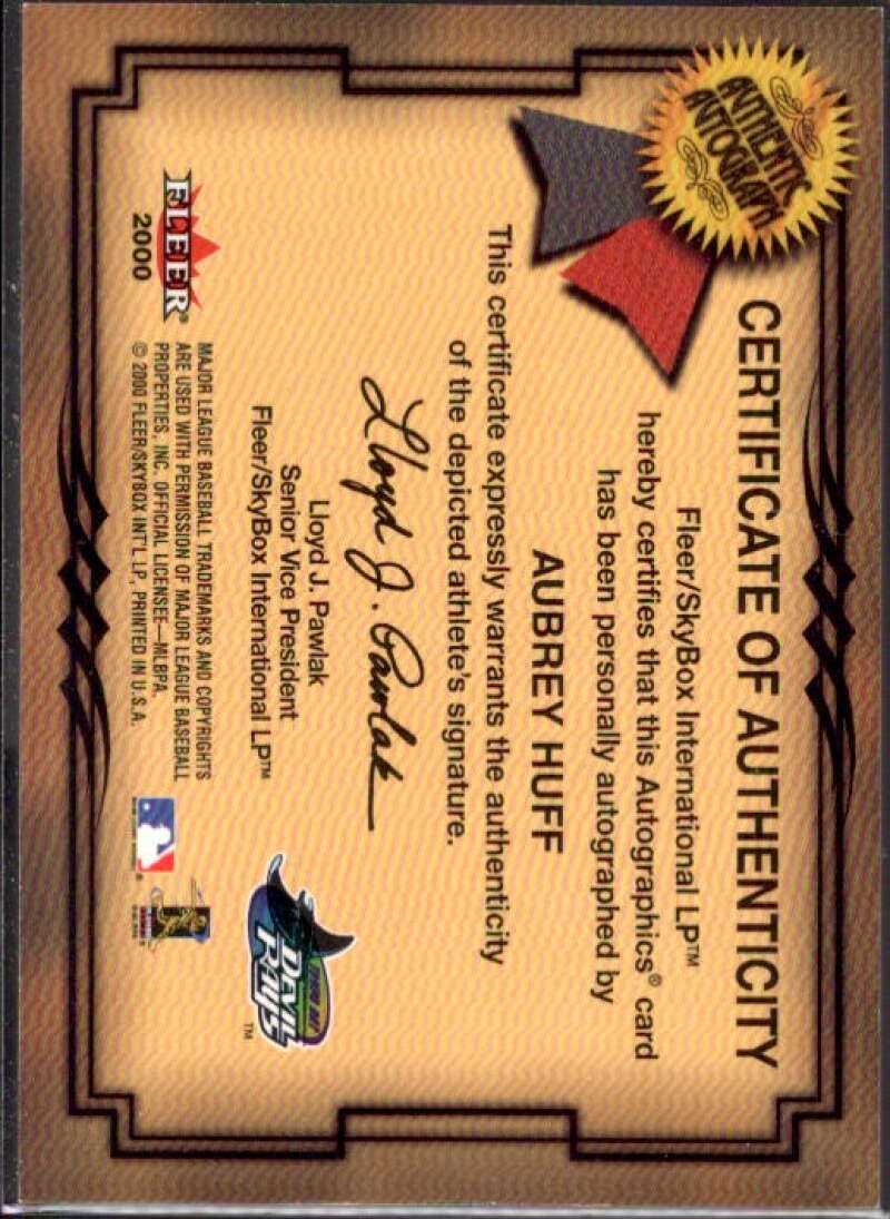 Aubrey Huff Card 2001 Fleer Autographics #46  Image 2