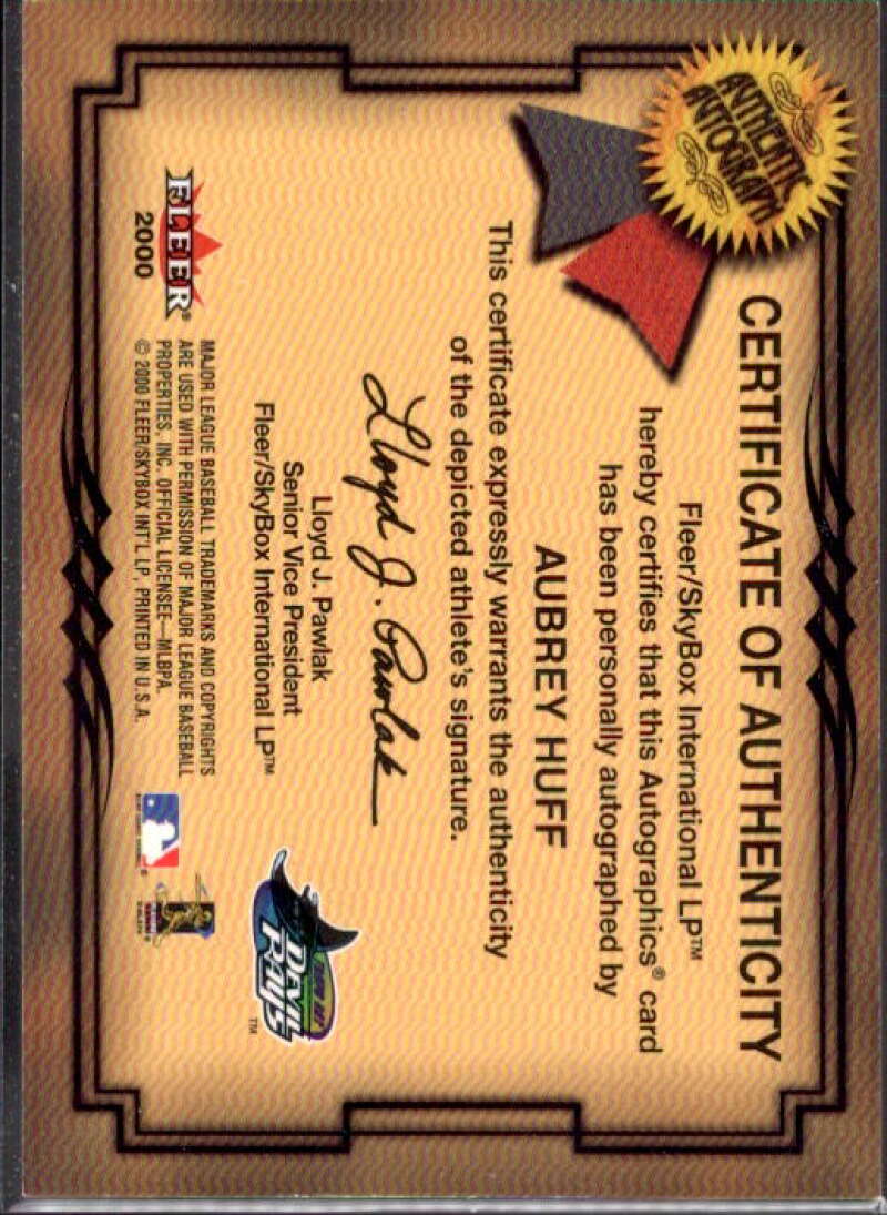 Aubrey Huff Card 2001 Fleer Autographics #46  Image 2