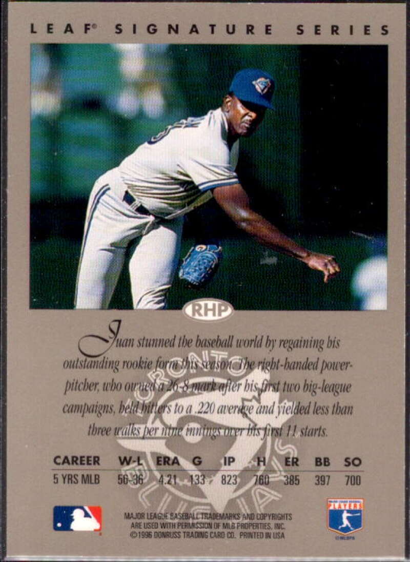 Juan Guzman Card 1996 Leaf Signature Autographs #88  Image 2