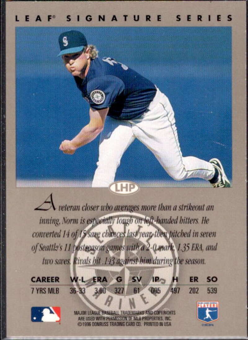 Norm Charlton Card 1996 Leaf Signature Autographs #44  Image 2