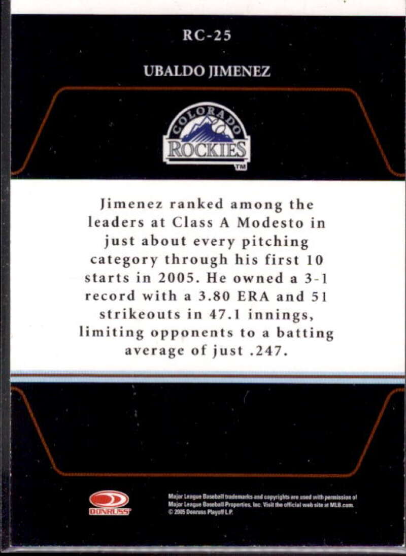 Ubaldo Jimenez T3 Card 2005 Zenith Roll Call Autographs #25  Image 2