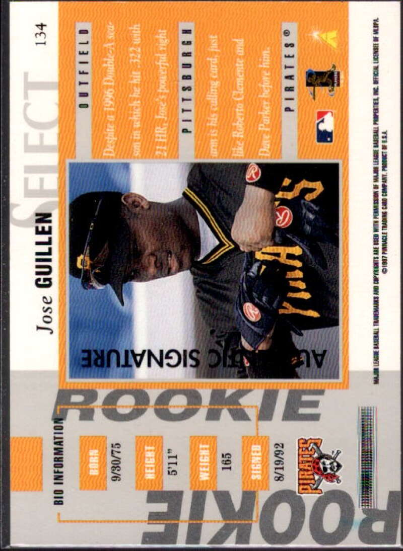 Jose Guillen Card 1997 Select Rookie Autographs #1  Image 2
