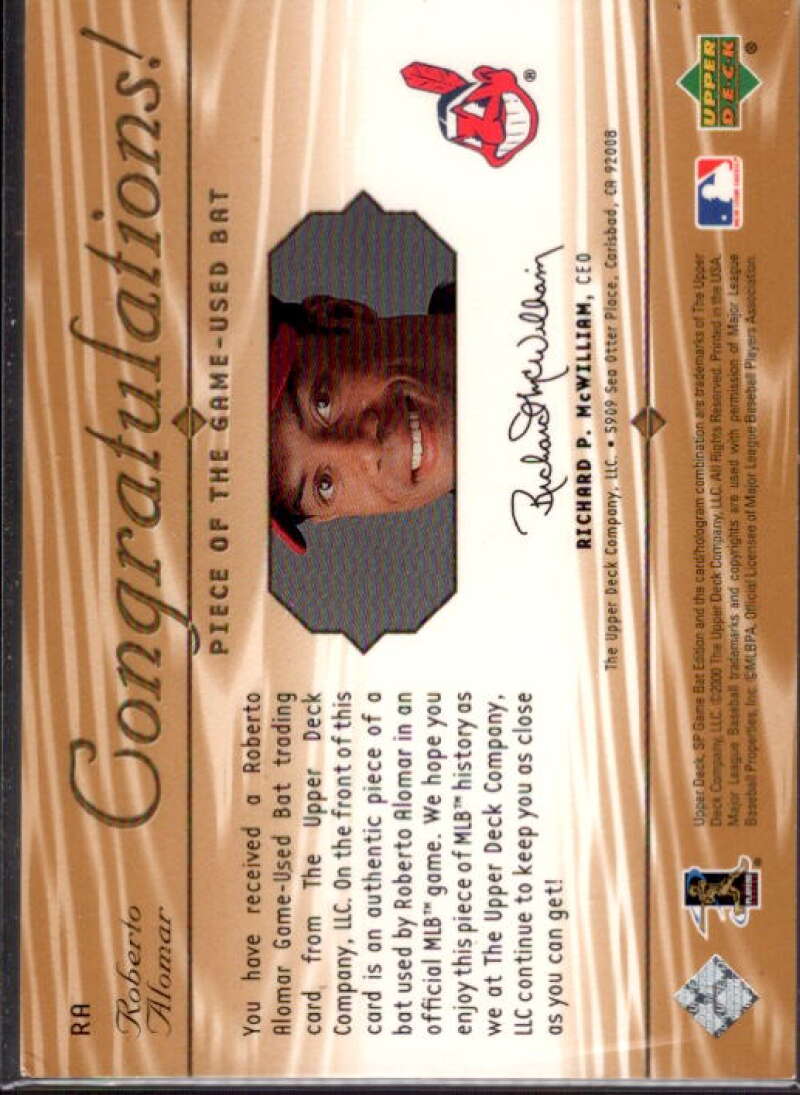 Roberto Alomar Card 2001 SP Game Bat Edition Piece of the Game #RA  Image 2