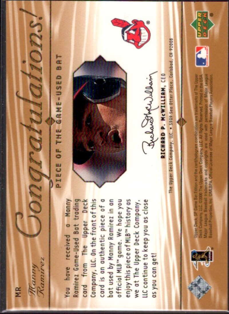 Manny Ramirez Card 2001 SP Game Bat Edition Piece of the Game #MR  Image 2
