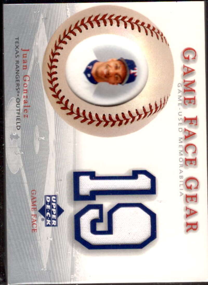 Juan Gonzalez Card 2003 Upper Deck Game Face Gear #JG  Image 1