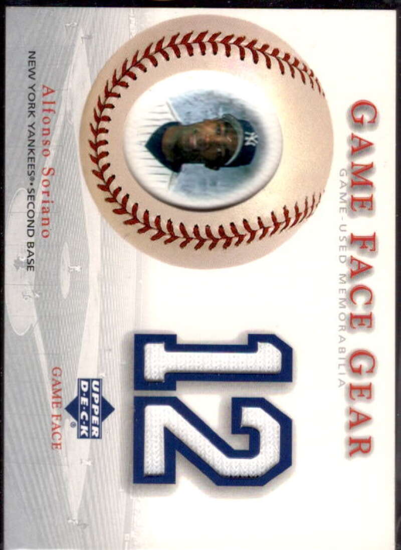 Alfonso Soriano Card 2003 Upper Deck Game Face Gear #AS  Image 1