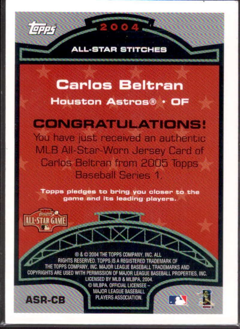 Carlos Beltran Card 2005 Topps All-Star Stitches Relics #CB