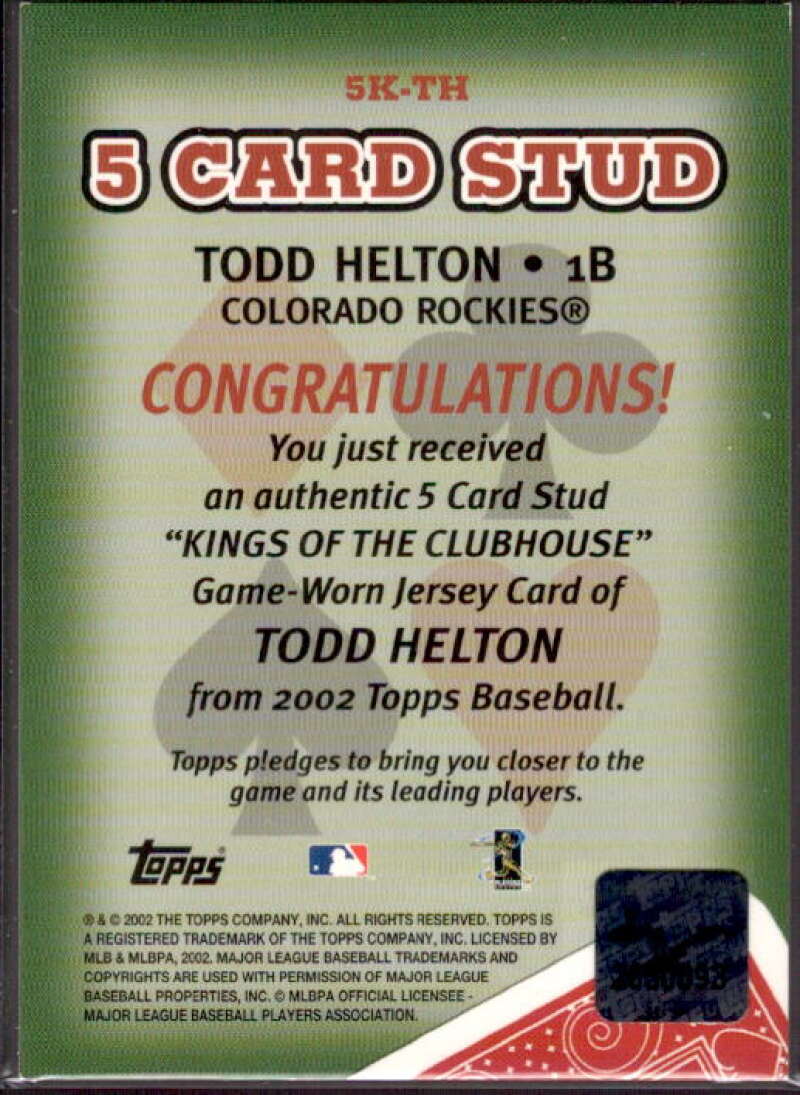 Todd Helton 2002 Topps Jersey Card