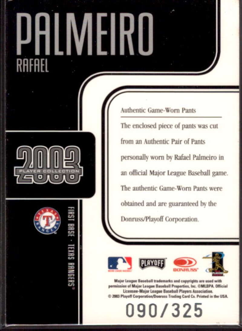 Rafael Palmeiro Pants Card 2003 Playoff Prestige Player Collection #63  Image 2