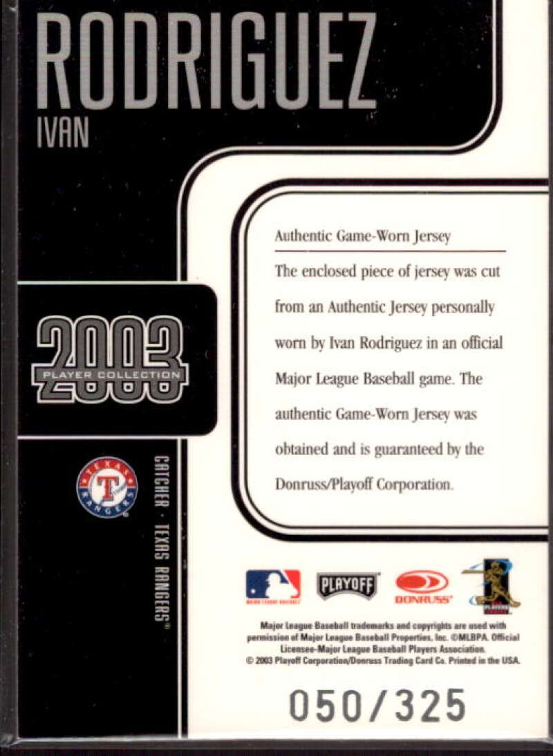 Ivan Rodriguez Jsy Card 2003 Playoff Prestige Player Collection #79  Image 2