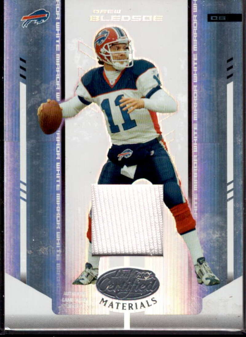 Drew Bledsoe Card 2004 Leaf Certified Materials Mirror White Materials #14  Image 1