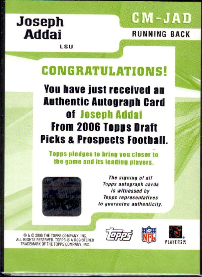 Joseph Addai 2006 Topps Draft Picks and Prospects Class Marks Autographs #CMJAD  Image 2