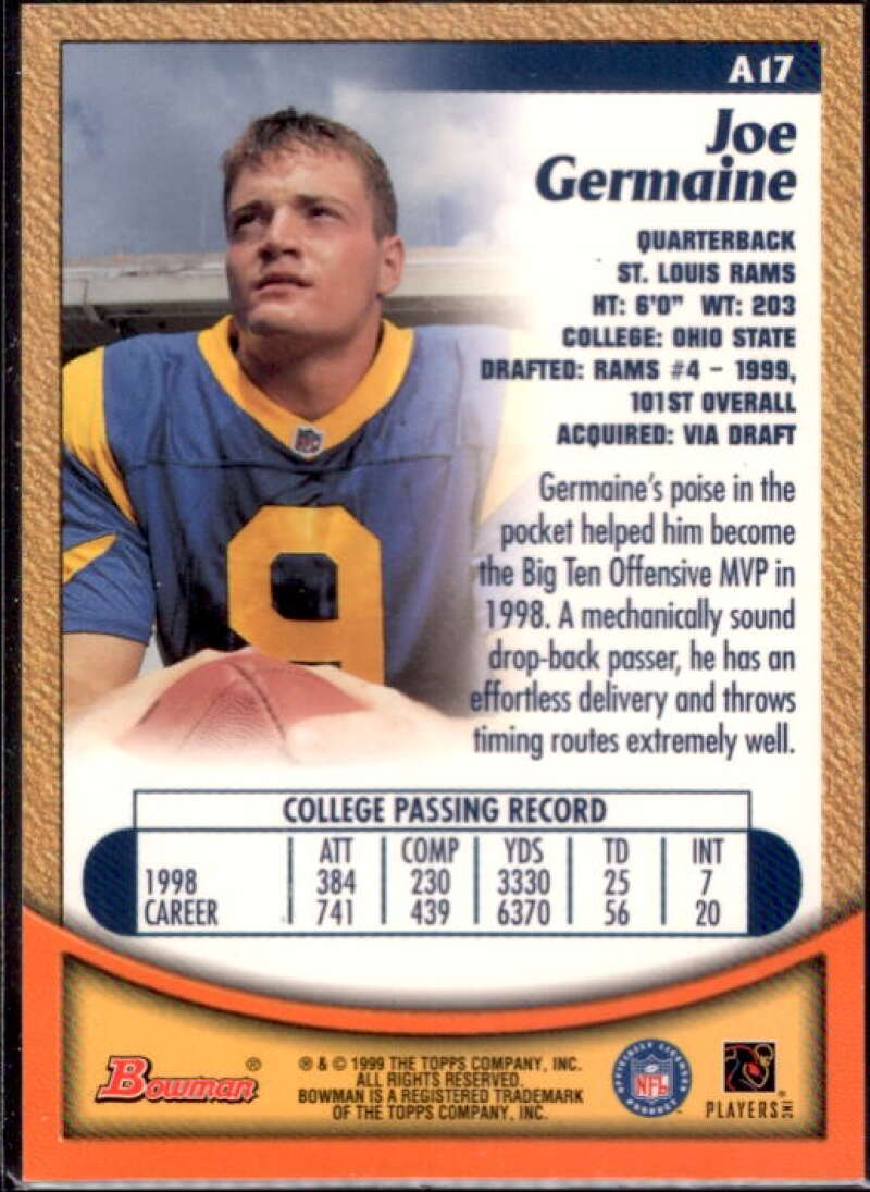 Joe Germaine Card 1999 Bowman Autographs #A17  Image 2