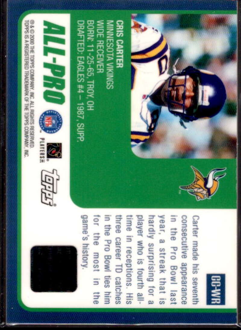 Cris Carter Card 2000 Topps Pro Bowl Jerseys #CCWR  Image 2