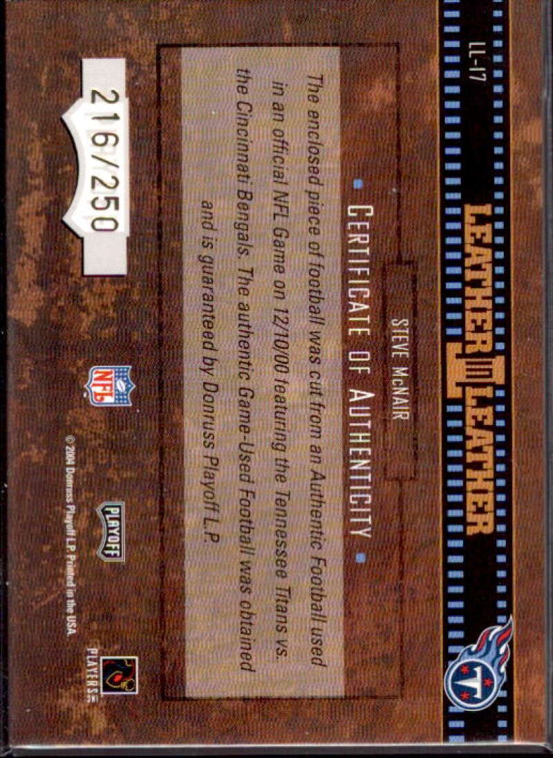 Steve McNair Card 2004 Playoff Hogg Heaven Leather in Leather #LL17  Image 2