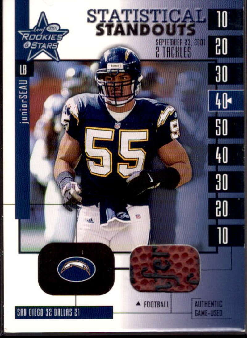 Junior Seau Card 2001 Leaf Rookies and Stars Statistical Standouts #SS22  Image 1