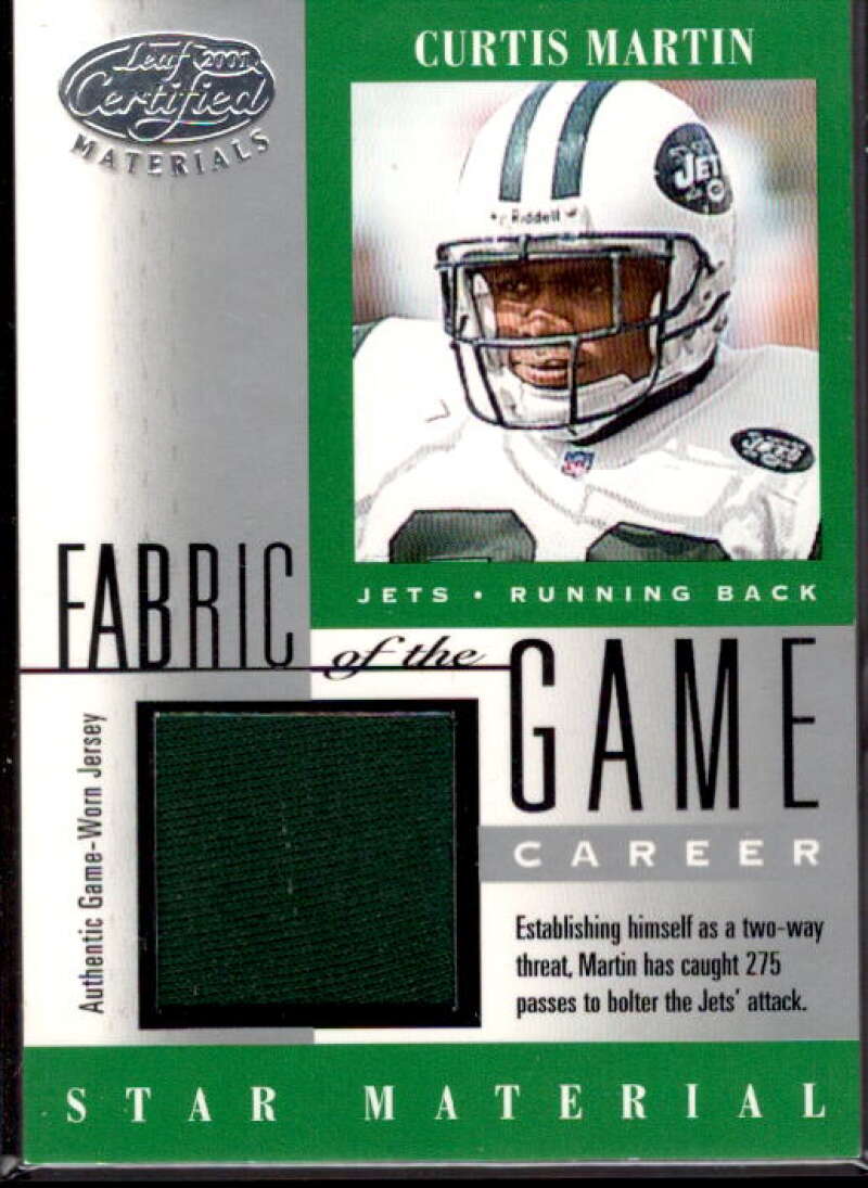 Curtis Martin Card 2001 Leaf Certified Materials Fabric of the Game #79BA  Image 1