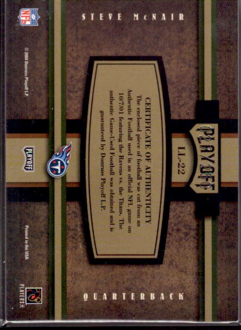 Steve McNair Card 2004 Absolute Memorabilia Leather and Laces #LL22  Image 2