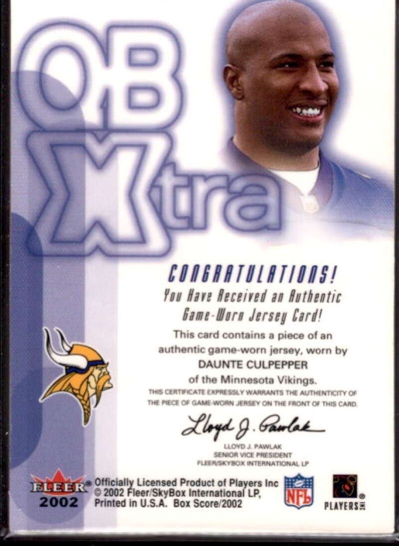 Daunte Culpepper Card 2002 Fleer Box Score QBXtra Jerseys #3  Image 2