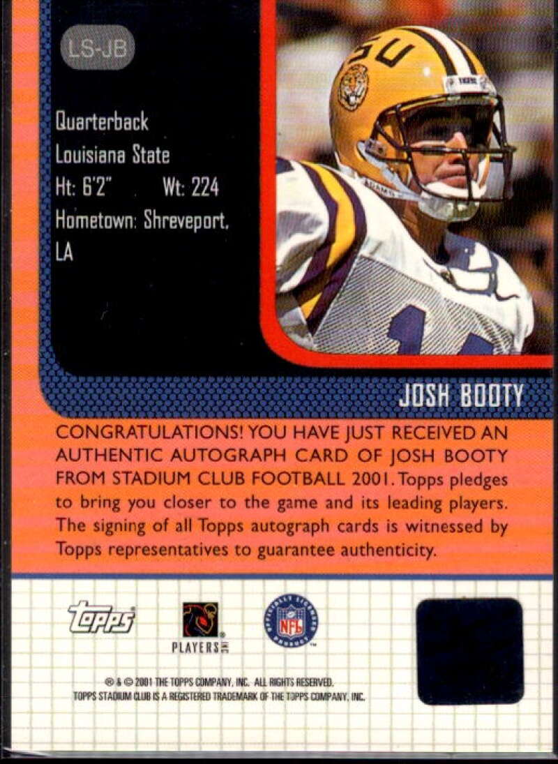 Josh Booty Card 2001 Stadium Club Lone Star Signatures #LSJB  Image 2