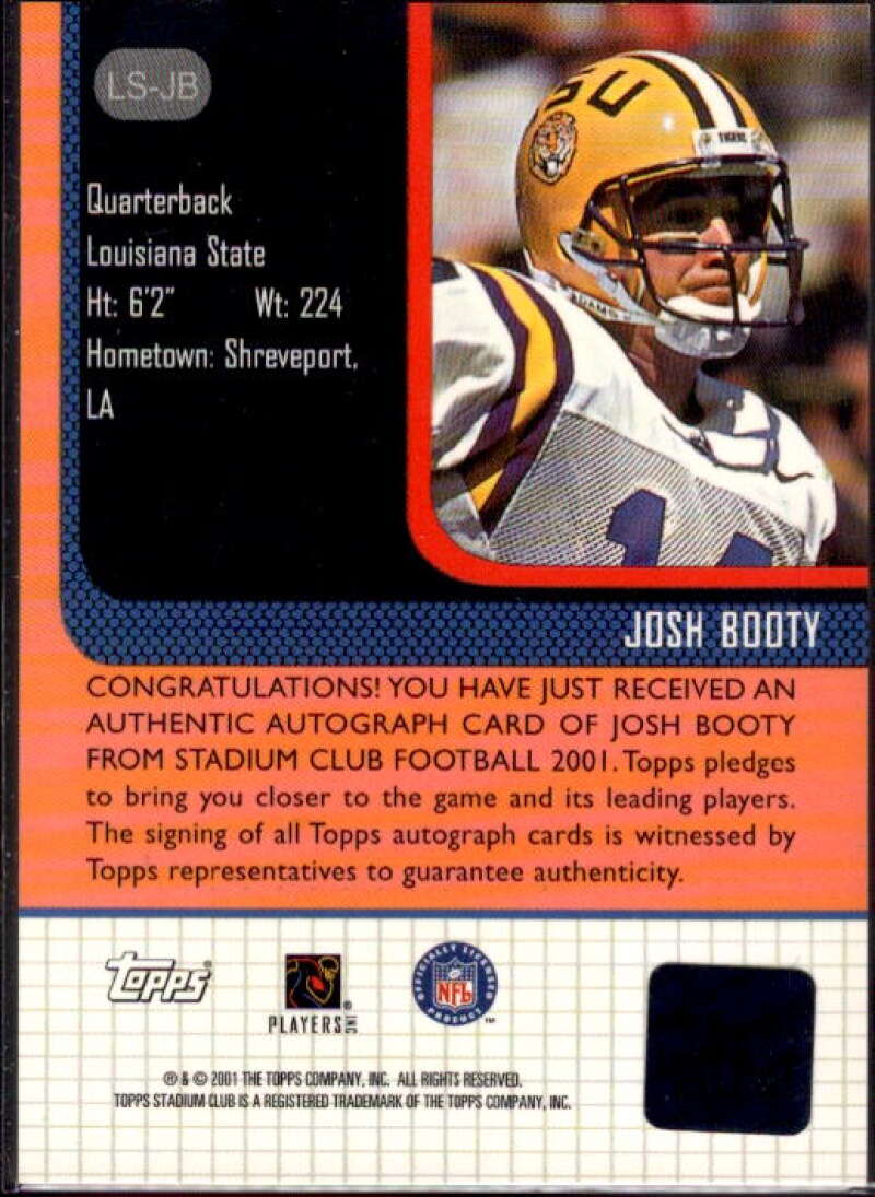 Josh Booty Card 2001 Stadium Club Lone Star Signatures #LSJB  Image 2