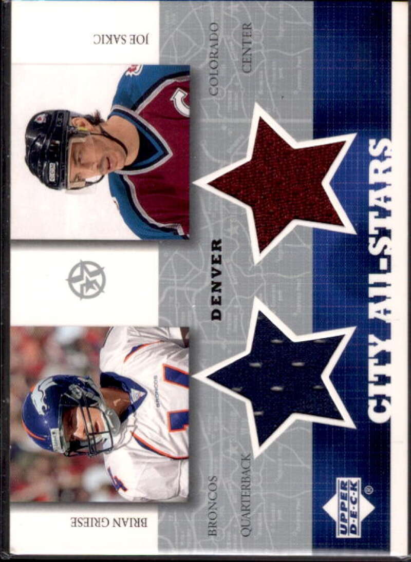 Brian Griese/Joe Sakic 2002-03 UD SuperStars City All-Stars Dual Jersey #BGJS  Image 1