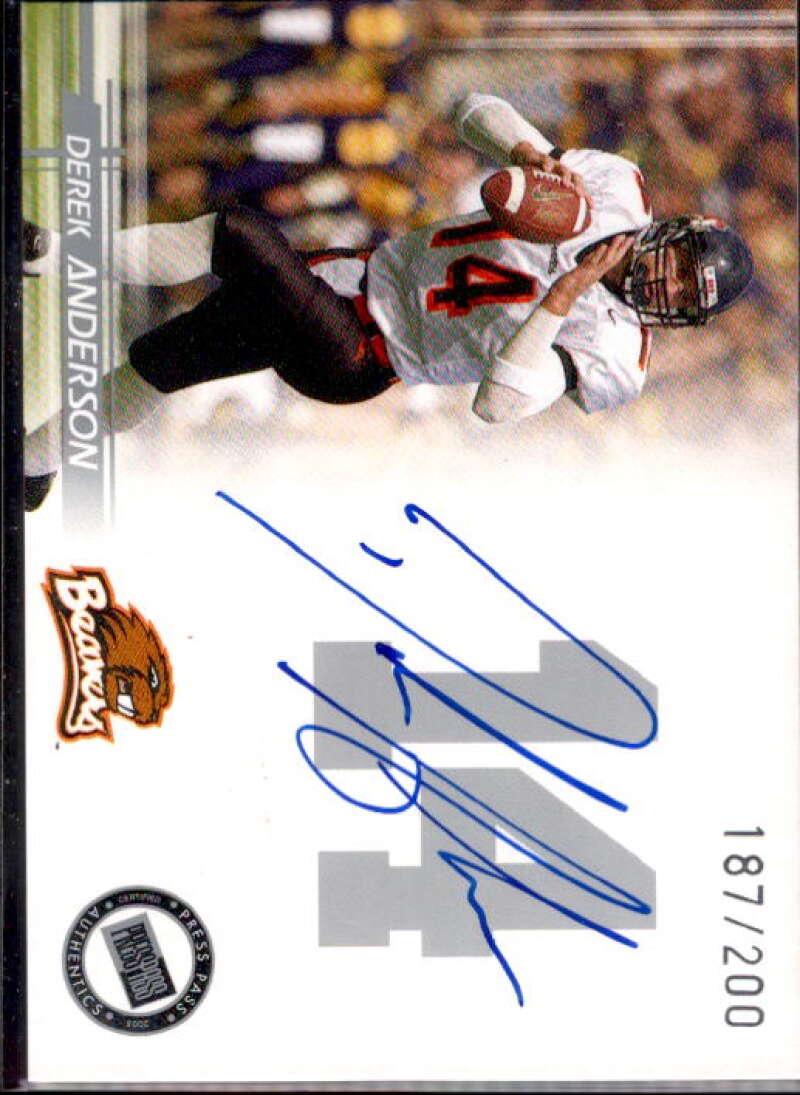 Derek Anderson Card 2005 Press Pass Autographs Silver #1  Image 1