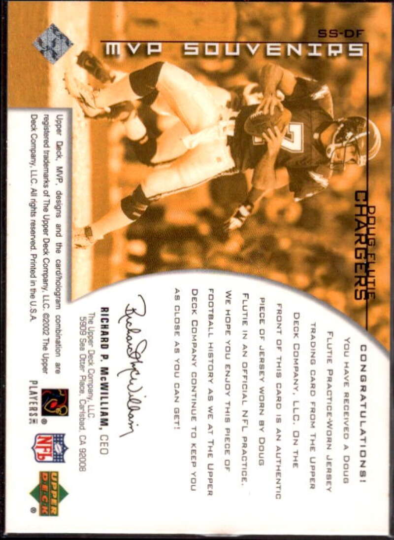 Doug Flutie Card 2002 Upper Deck MVP Souvenirs #SSDF  Image 2