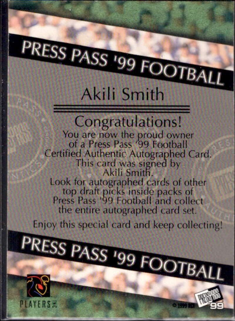 Akili Smith Card 1999 Press Pass Autographs #7  Image 2