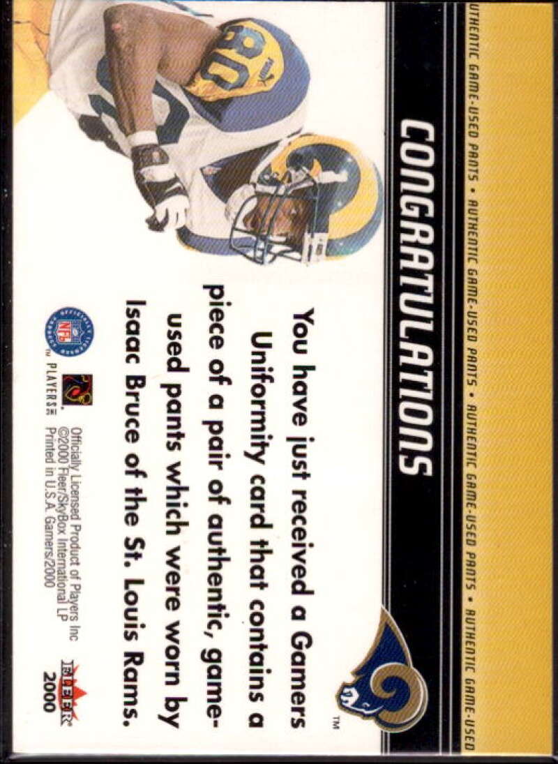 Isaac Bruce Pants Card 2000 Fleer Gamers Uniformity #6  Image 2