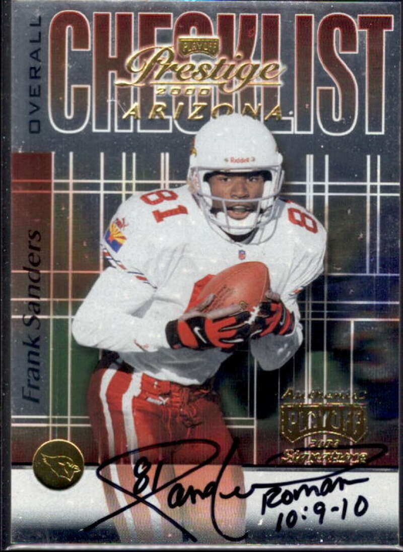 Frank Sanders AU Card 2000 Playoff Prestige Team Checklist #CL63  Image 1