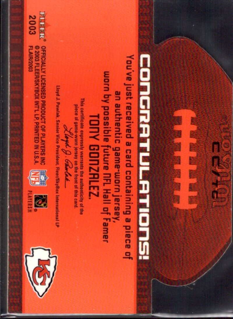 Tony Gonzalez Card 2003 Flair Canton Calling #CCTG  Image 2