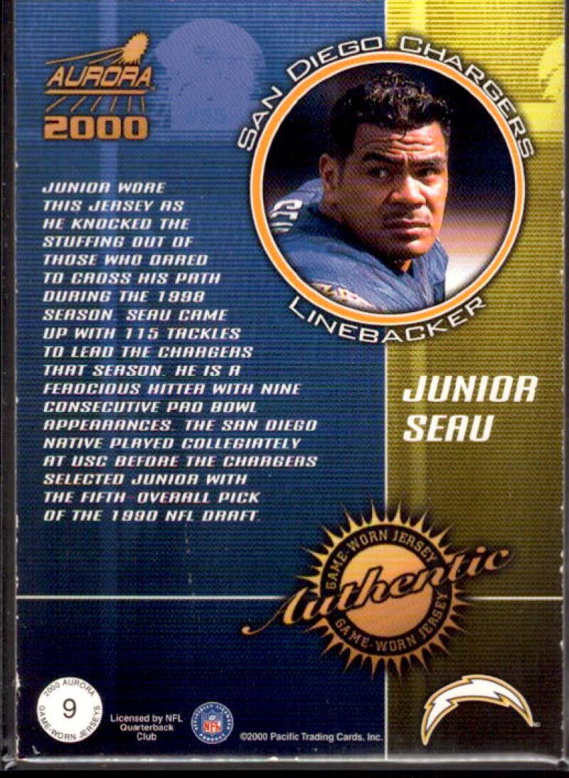 Junior Seau Card 2000 Aurora Game Worn Jerseys #9  Image 2